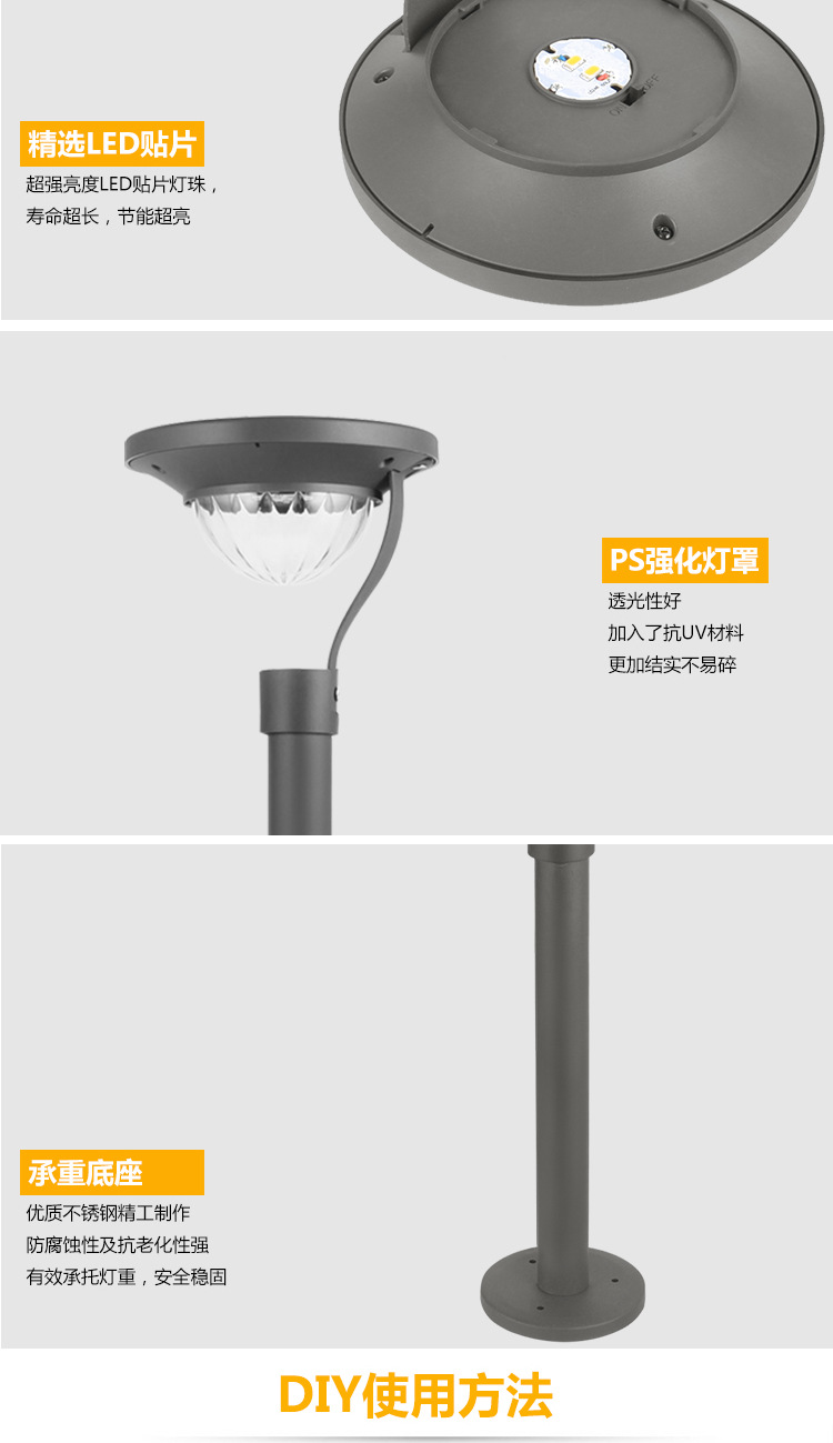 Solar Energy Saving Lamp Super Bright Solar Lawn Lamp Waterproof Home Garden Villa Courtyard Led Solar Lamp