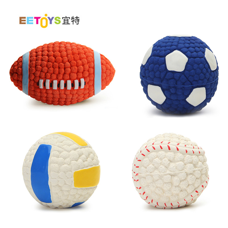 Yite Latex Pet Toy Ball Sport Ball Dog Molar Teeth Cleaning Sound Toy Pet Rugby Football