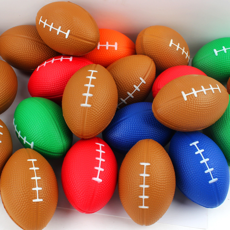Cross-Border Hot Selling British American Small Brown Rugby Decompression Toys for Children Foam Decompression Pu Ball Custom Printing