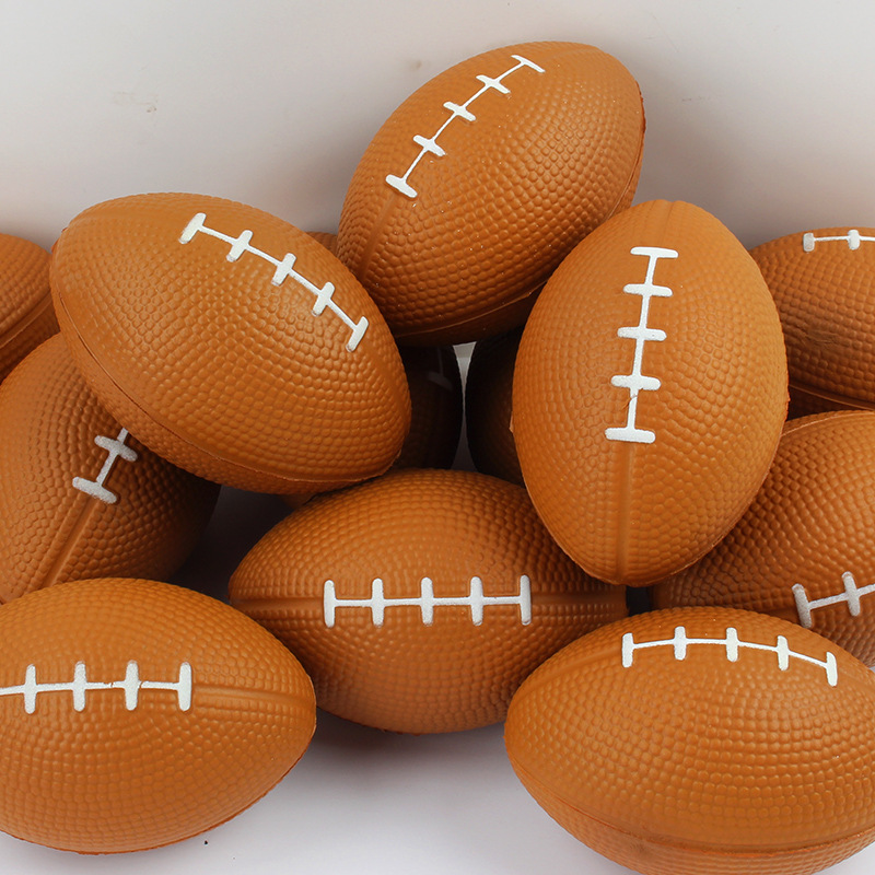 Cross-Border Hot Selling British American Small Brown Rugby Decompression Toys for Children Foam Decompression Pu Ball Custom Printing