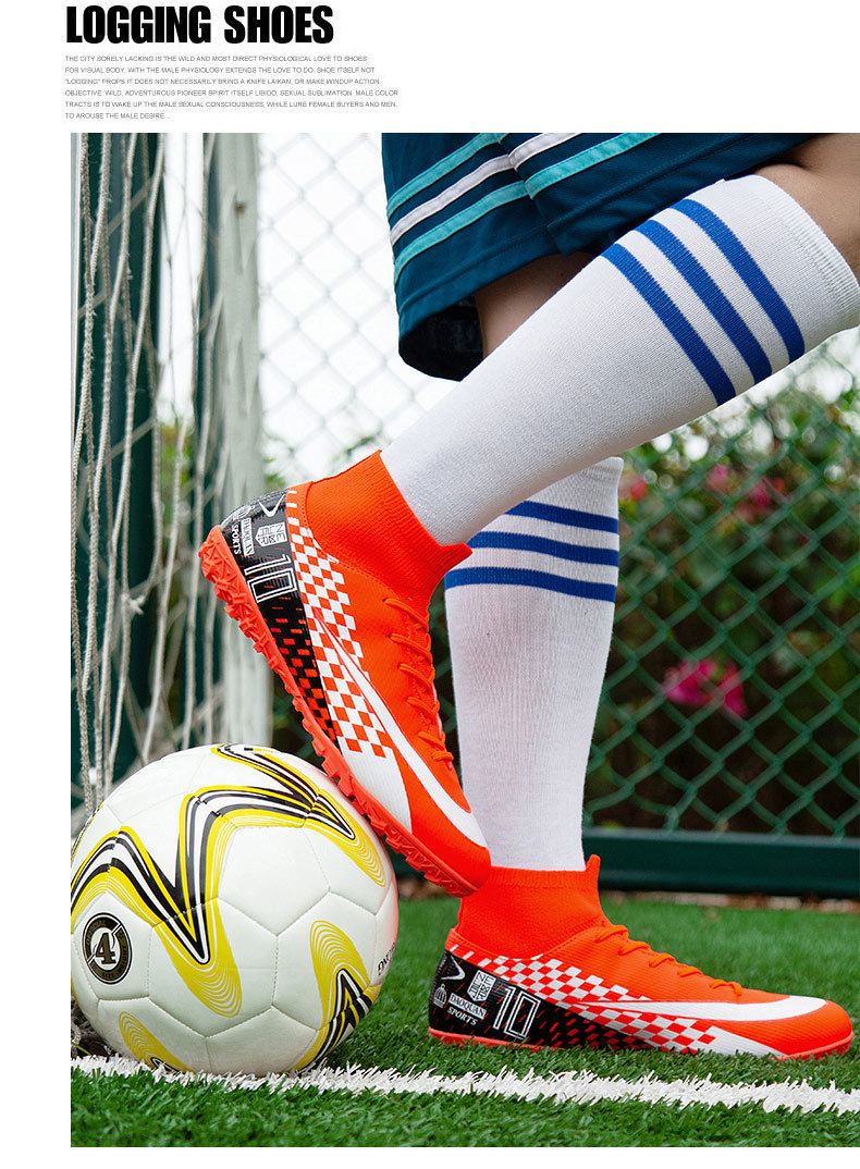 Cross-Border High-Top Soccer Shoes Boys and Girls TF Broken Nail Leather Foot Artificial Lawn AG Long Nail Student Sports Training Shoes Cross-Border High-Top Soccer Shoes Boys and Girls TF Broken Nail Leather Foot Artificial Lawn AG Long Nail Student Sports Training Shoes