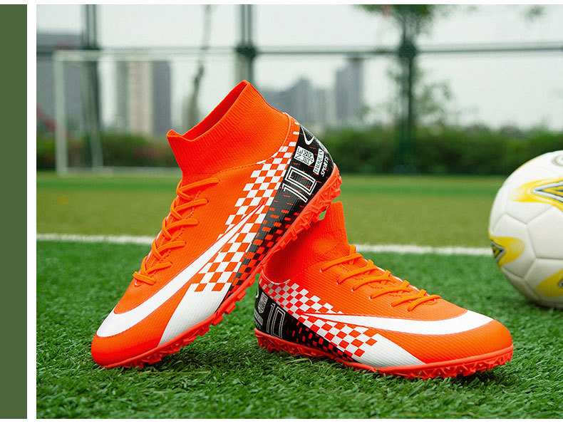 Cross-Border High-Top Soccer Shoes Boys and Girls TF Broken Nail Leather Foot Artificial Lawn AG Long Nail Student Sports Training Shoes Cross-Border High-Top Soccer Shoes Boys and Girls TF Broken Nail Leather Foot Artificial Lawn AG Long Nail Student Sports Training Shoes