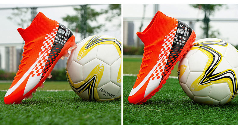 Cross-Border High-Top Soccer Shoes Boys and Girls TF Broken Nail Leather Foot Artificial Lawn AG Long Nail Student Sports Training Shoes Cross-Border High-Top Soccer Shoes Boys and Girls TF Broken Nail Leather Foot Artificial Lawn AG Long Nail Student Sports Training Shoes