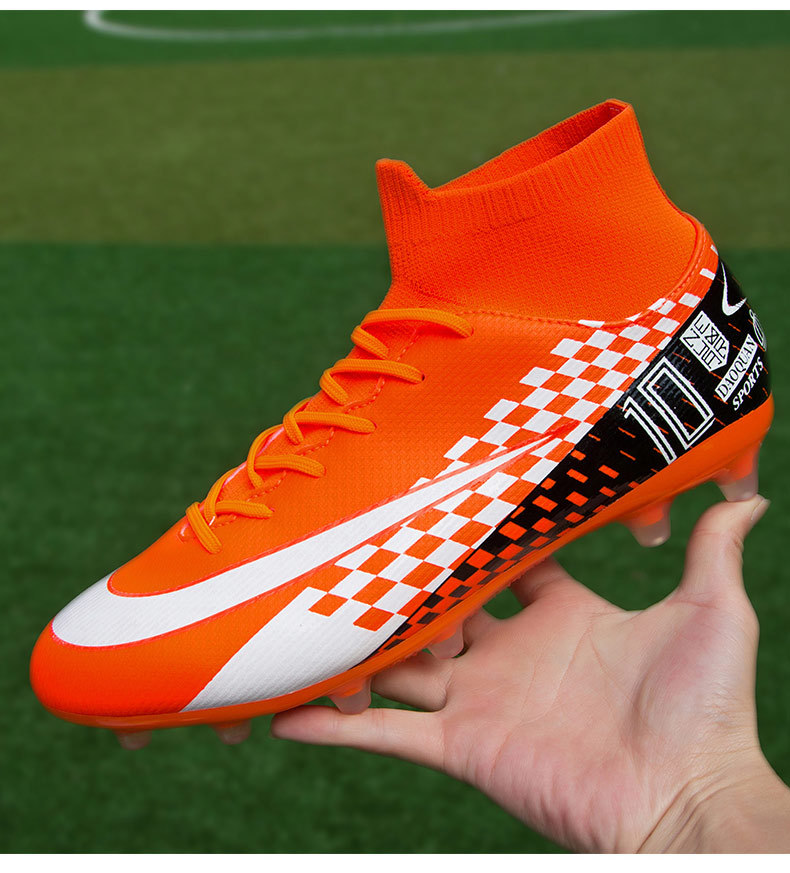 Cross-Border High-Top Soccer Shoes Boys and Girls TF Broken Nail Leather Foot Artificial Lawn AG Long Nail Student Sports Training Shoes Cross-Border High-Top Soccer Shoes Boys and Girls TF Broken Nail Leather Foot Artificial Lawn AG Long Nail Student Sports Training Shoes