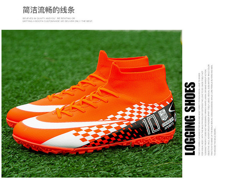 Cross-Border High-Top Soccer Shoes Boys and Girls TF Broken Nail Leather Foot Artificial Lawn AG Long Nail Student Sports Training Shoes Cross-Border High-Top Soccer Shoes Boys and Girls TF Broken Nail Leather Foot Artificial Lawn AG Long Nail Student Sports Training Shoes