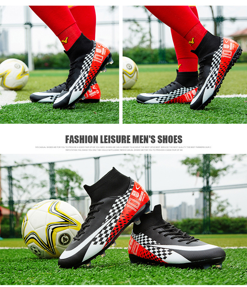 Cross-Border High-Top Soccer Shoes Boys and Girls TF Broken Nail Leather Foot Artificial Lawn AG Long Nail Student Sports Training Shoes Cross-Border High-Top Soccer Shoes Boys and Girls TF Broken Nail Leather Foot Artificial Lawn AG Long Nail Student Sports Training Shoes