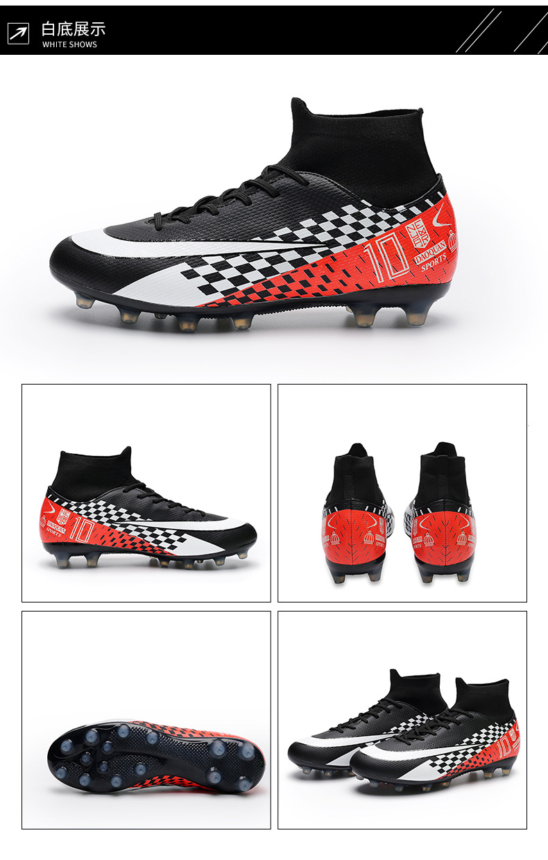 Cross-Border High-Top Soccer Shoes Boys and Girls TF Broken Nail Leather Foot Artificial Lawn AG Long Nail Student Sports Training Shoes Cross-Border High-Top Soccer Shoes Boys and Girls TF Broken Nail Leather Foot Artificial Lawn AG Long Nail Student Sports Training Shoes