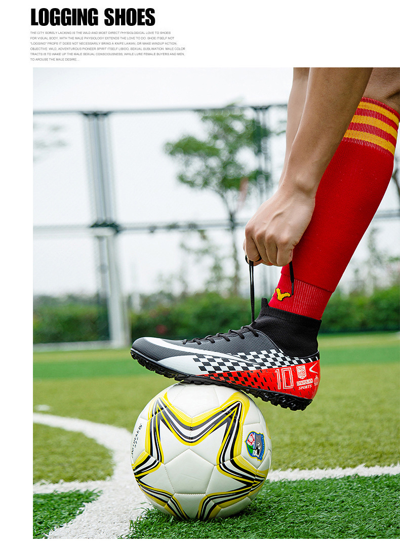 Cross-Border High-Top Soccer Shoes Boys and Girls TF Broken Nail Leather Foot Artificial Lawn AG Long Nail Student Sports Training Shoes Cross-Border High-Top Soccer Shoes Boys and Girls TF Broken Nail Leather Foot Artificial Lawn AG Long Nail Student Sports Training Shoes