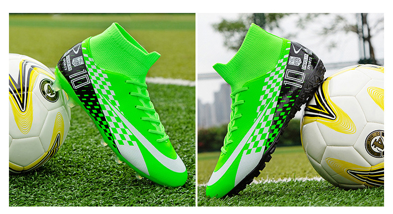 Cross-Border High-Top Soccer Shoes Boys and Girls TF Broken Nail Leather Foot Artificial Lawn AG Long Nail Student Sports Training Shoes Cross-Border High-Top Soccer Shoes Boys and Girls TF Broken Nail Leather Foot Artificial Lawn AG Long Nail Student Sports Training Shoes