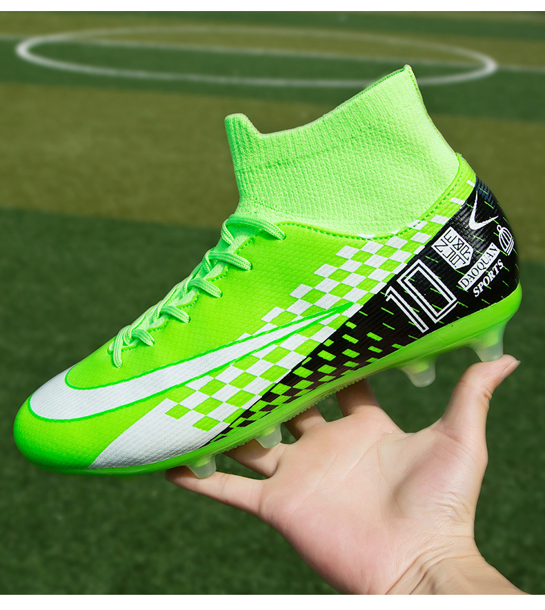 Cross-Border High-Top Soccer Shoes Boys and Girls TF Broken Nail Leather Foot Artificial Lawn AG Long Nail Student Sports Training Shoes Cross-Border High-Top Soccer Shoes Boys and Girls TF Broken Nail Leather Foot Artificial Lawn AG Long Nail Student Sports Training Shoes