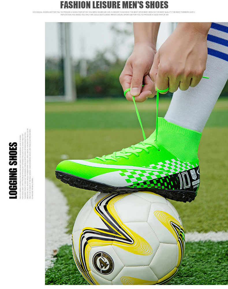 Cross-Border High-Top Soccer Shoes Boys and Girls TF Broken Nail Leather Foot Artificial Lawn AG Long Nail Student Sports Training Shoes Cross-Border High-Top Soccer Shoes Boys and Girls TF Broken Nail Leather Foot Artificial Lawn AG Long Nail Student Sports Training Shoes