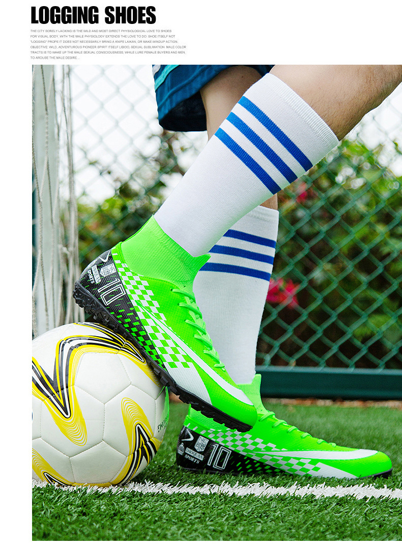 Cross-Border High-Top Soccer Shoes Boys and Girls TF Broken Nail Leather Foot Artificial Lawn AG Long Nail Student Sports Training Shoes Cross-Border High-Top Soccer Shoes Boys and Girls TF Broken Nail Leather Foot Artificial Lawn AG Long Nail Student Sports Training Shoes