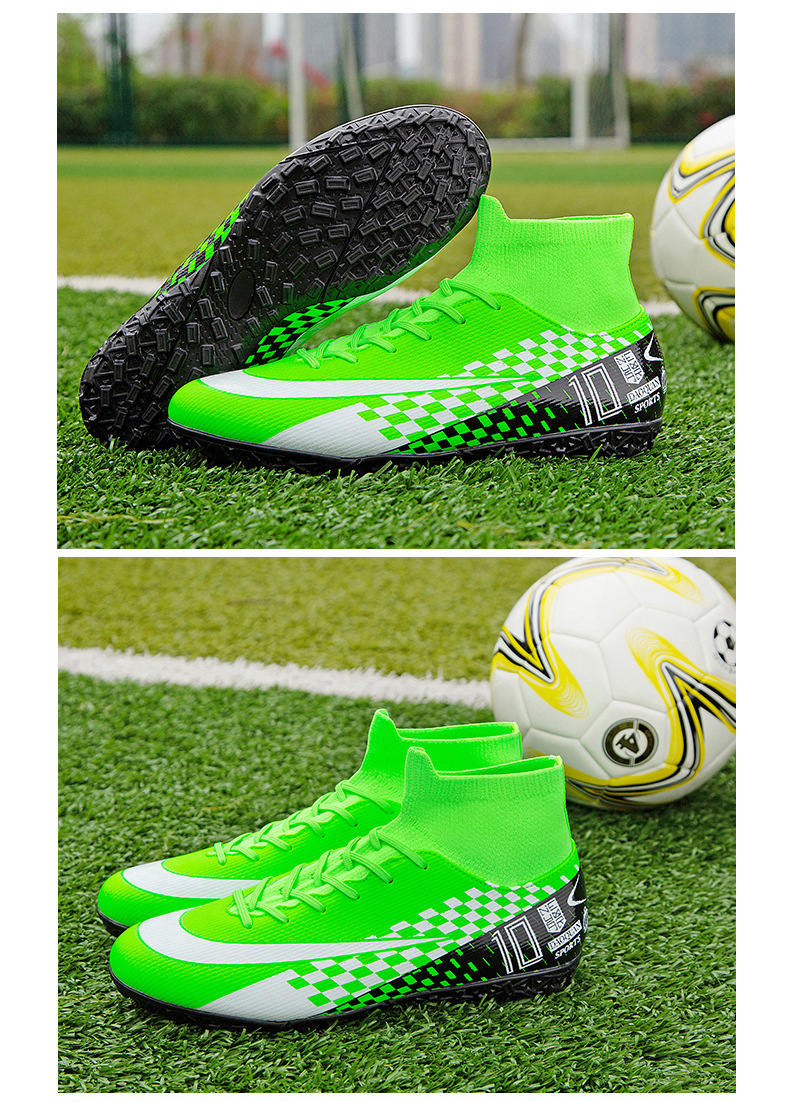 Cross-Border High-Top Soccer Shoes Boys and Girls TF Broken Nail Leather Foot Artificial Lawn AG Long Nail Student Sports Training Shoes Cross-Border High-Top Soccer Shoes Boys and Girls TF Broken Nail Leather Foot Artificial Lawn AG Long Nail Student Sports Training Shoes