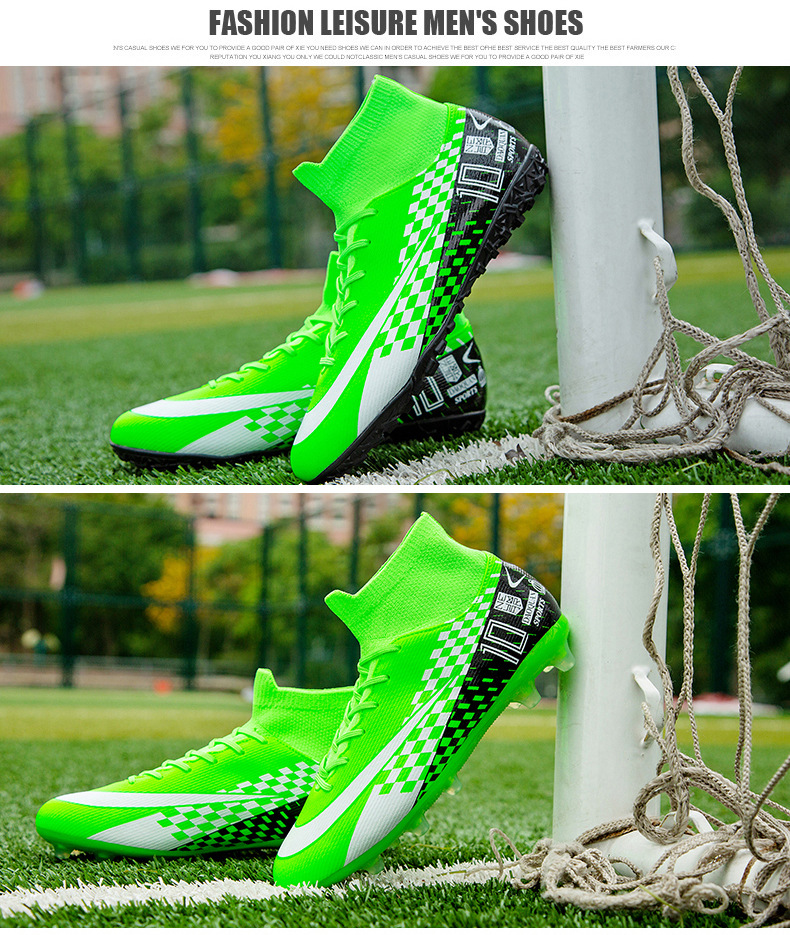 Cross-Border High-Top Soccer Shoes Boys and Girls TF Broken Nail Leather Foot Artificial Lawn AG Long Nail Student Sports Training Shoes Cross-Border High-Top Soccer Shoes Boys and Girls TF Broken Nail Leather Foot Artificial Lawn AG Long Nail Student Sports Training Shoes