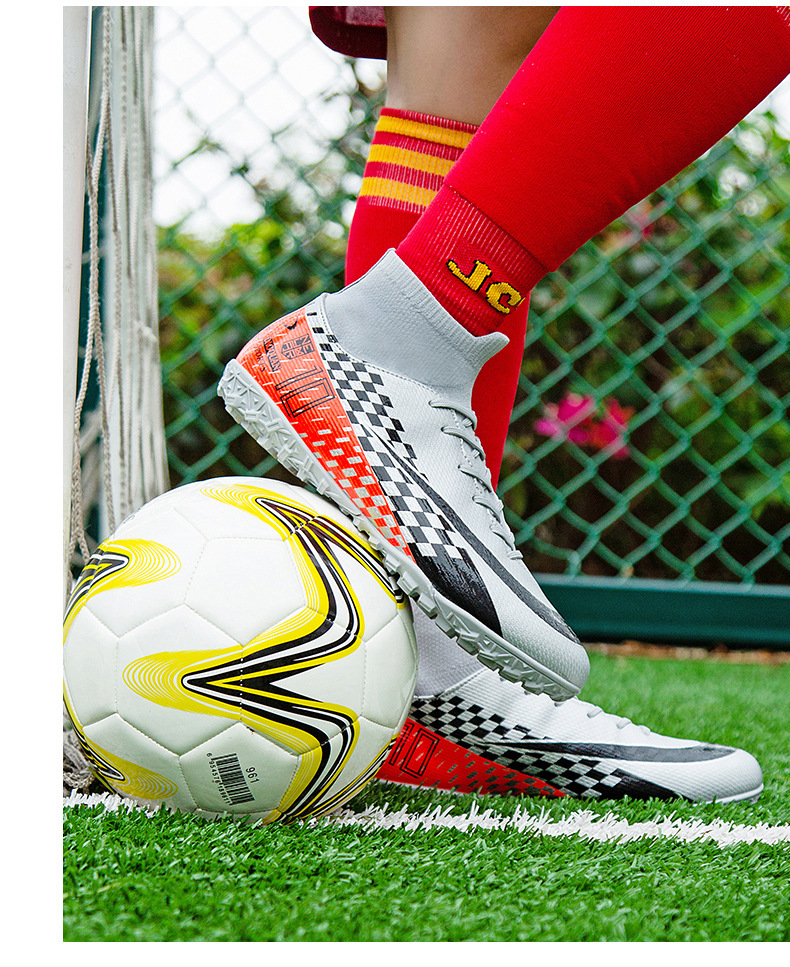 Cross-Border High-Top Soccer Shoes Boys and Girls TF Broken Nail Leather Foot Artificial Lawn AG Long Nail Student Sports Training Shoes Cross-Border High-Top Soccer Shoes Boys and Girls TF Broken Nail Leather Foot Artificial Lawn AG Long Nail Student Sports Training Shoes