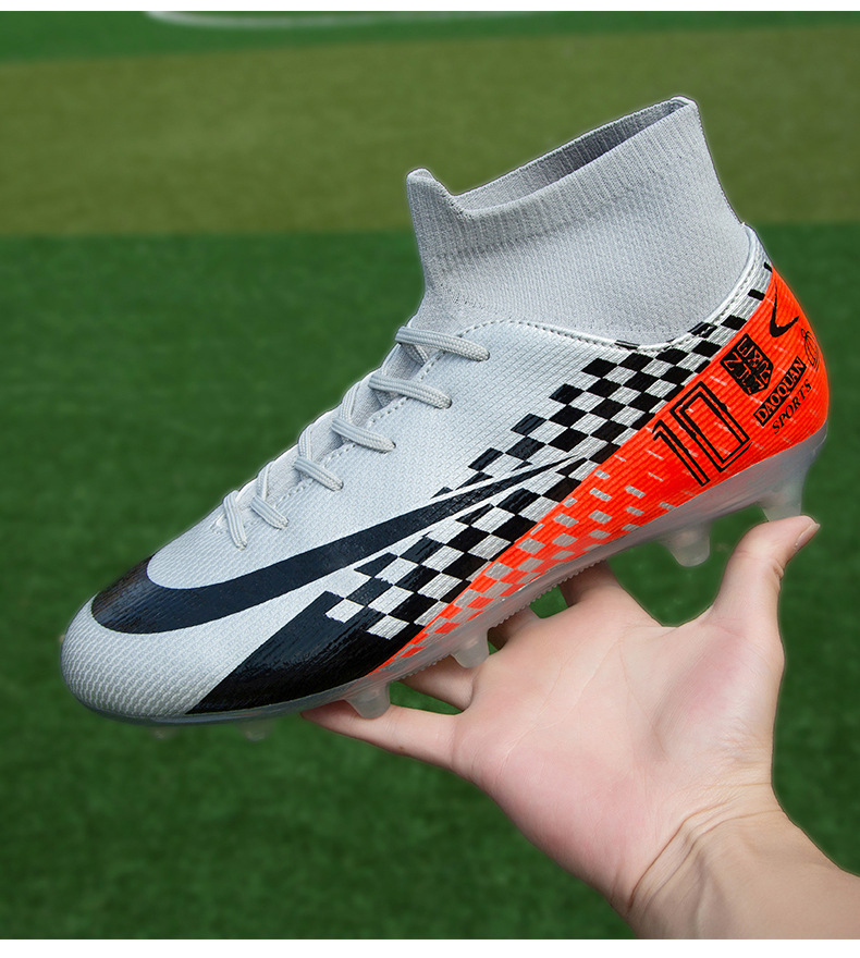 Cross-Border High-Top Soccer Shoes Boys and Girls TF Broken Nail Leather Foot Artificial Lawn AG Long Nail Student Sports Training Shoes Cross-Border High-Top Soccer Shoes Boys and Girls TF Broken Nail Leather Foot Artificial Lawn AG Long Nail Student Sports Training Shoes