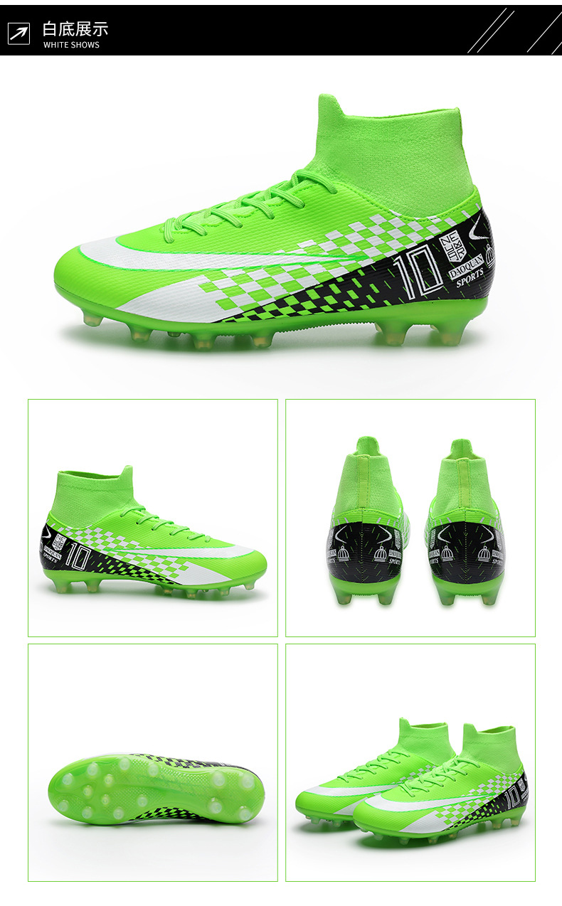 Cross-Border High-Top Soccer Shoes Boys and Girls TF Broken Nail Leather Foot Artificial Lawn AG Long Nail Student Sports Training Shoes Cross-Border High-Top Soccer Shoes Boys and Girls TF Broken Nail Leather Foot Artificial Lawn AG Long Nail Student Sports Training Shoes