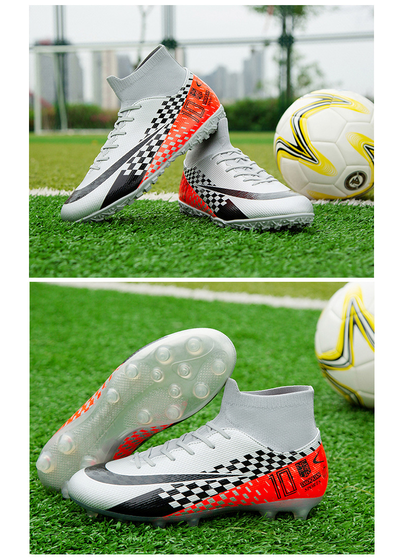 Cross-Border High-Top Soccer Shoes Boys and Girls TF Broken Nail Leather Foot Artificial Lawn AG Long Nail Student Sports Training Shoes Cross-Border High-Top Soccer Shoes Boys and Girls TF Broken Nail Leather Foot Artificial Lawn AG Long Nail Student Sports Training Shoes