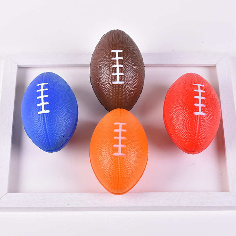 Exclusive for Cross-Border Factory Direct Sales 9cmpu Ball Coffee Rugby PU Foam Elastic Ball Vent Stress Relief Ball Customized