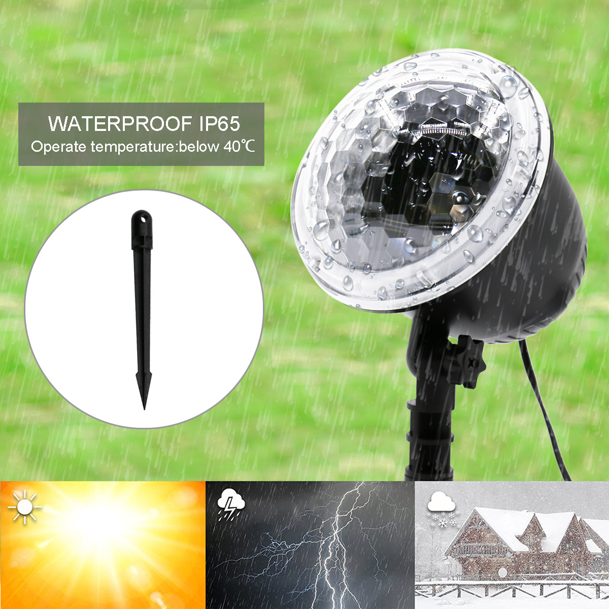 Dynamic Snowflake Projection Lamp Outdoor Waterproof RF Remote Control Snow Light Lawn Lamp