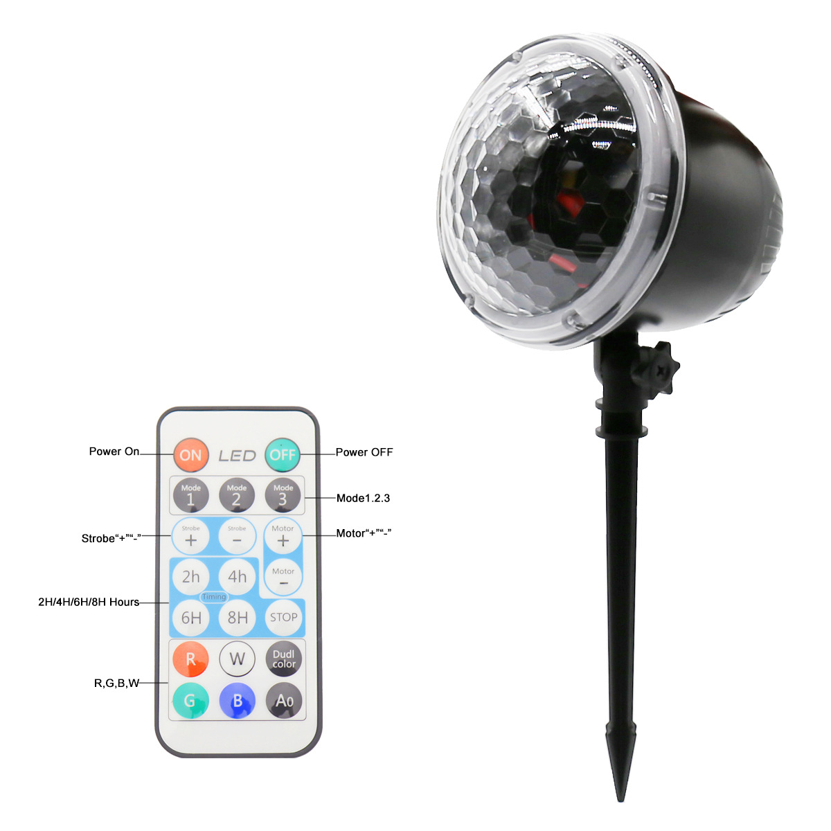 Dynamic Snowflake Projection Lamp Outdoor Waterproof RF Remote Control Snow Light Lawn Lamp