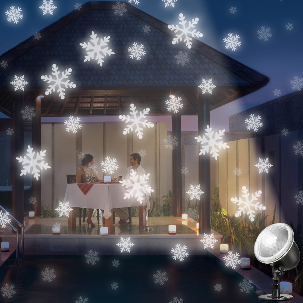 Dynamic Snowflake Projection Lamp Outdoor Waterproof RF Remote Control Snow Light Lawn Lamp