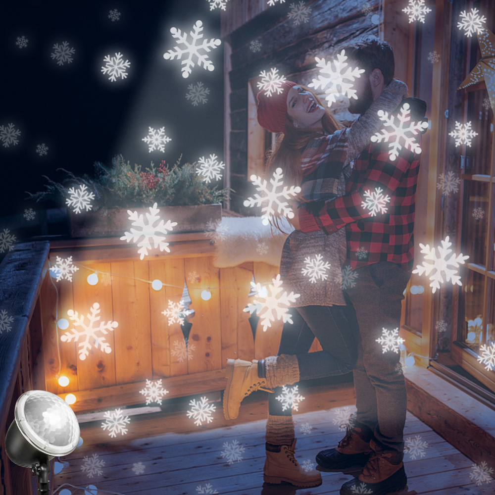Dynamic Snowflake Projection Lamp Outdoor Waterproof RF Remote Control Snow Light Lawn Lamp