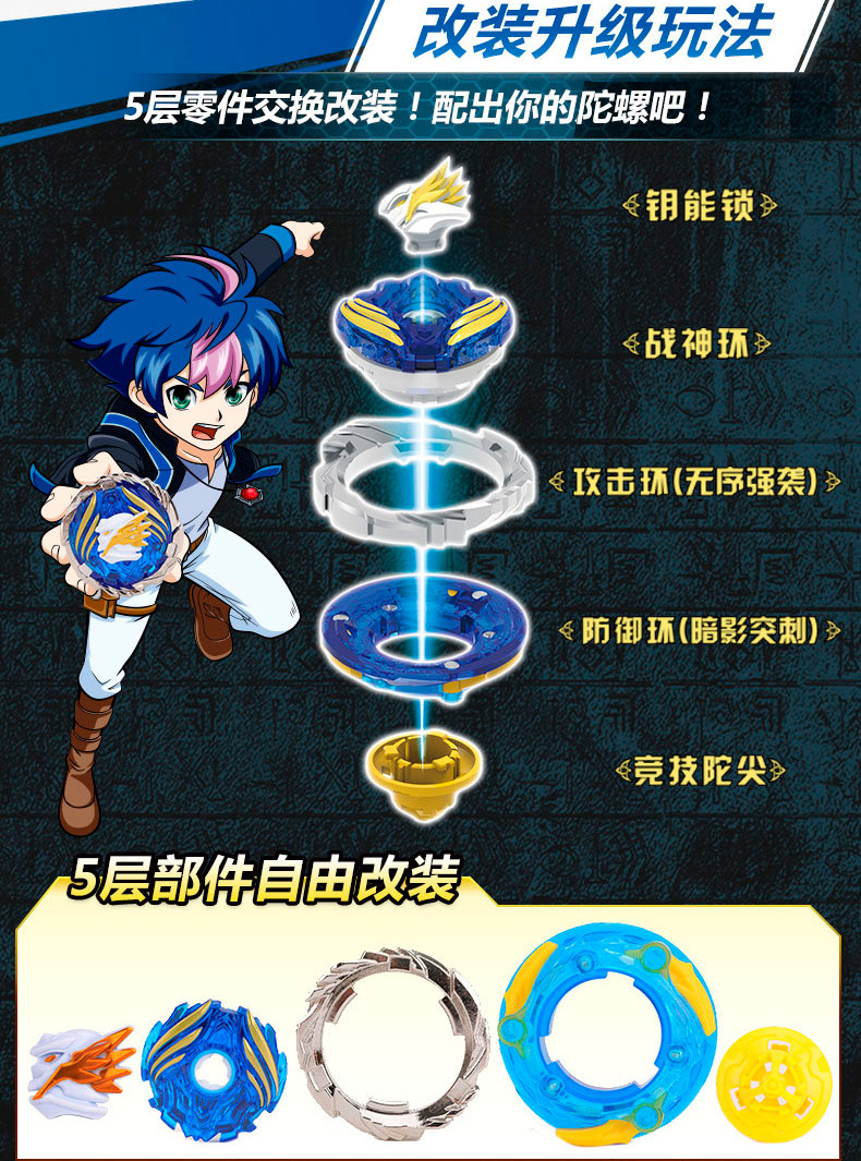 Audi Gyro Double Diamond Children's Toy New Drawstring 5 Generation God of War Wings Hurricane War Soul Beyblade Competitive Audi Gyro Double Diamond Children's Toy New Drawstring 5 Generation God of War Wings Hurricane War Soul Beyblade Competitive