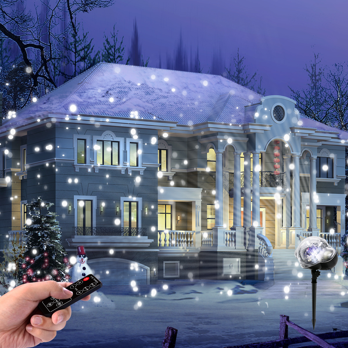 2019 New Exclusive for Cross-Border Mini Snow Light Outdoor Waterproof RF Remote Control Christmas Snow Light Lawn Lamp