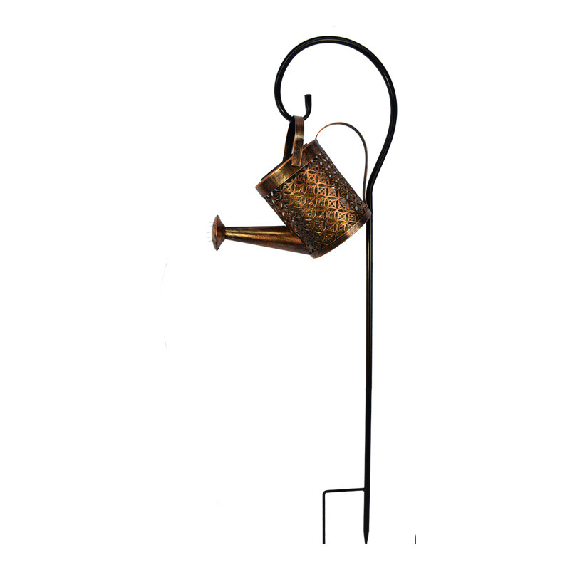New Courtyard Solar Flower Watering Pot Landscape Lamp Outdoor Lawn Lamp Iron Hollow Kettle Lamp Shower Lamp