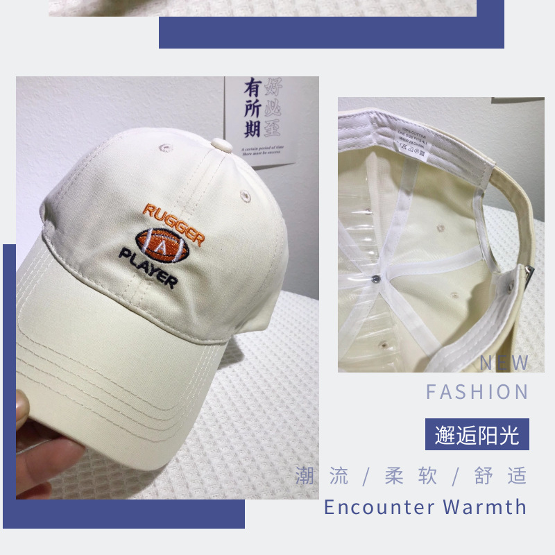 New Rugby Label Hat 2022 Spring Baseball Cap Men's and Women's Embroidered Peaked Cap Outdoor Fishing Sun Hat