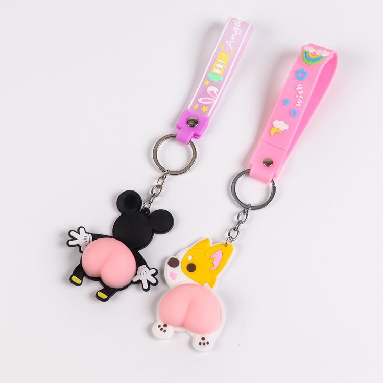 Cartoon Butt Stickers Pendant Cute Butt Stickers Anti-Scratch Screen Protector Creative Keychain Love Aluminum Ornament