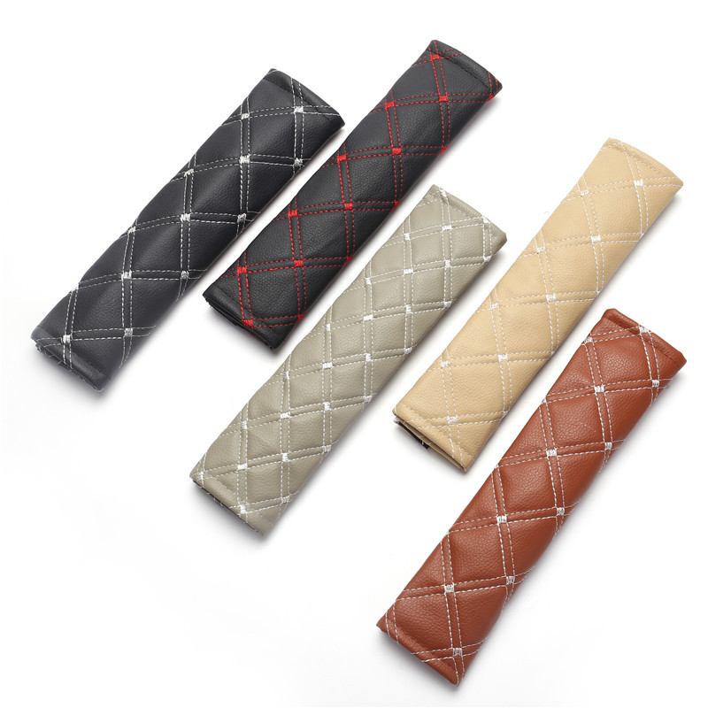 Factory Direct Supply Automobile Seat Belt Shoulder Protector Adjustable Leather Quilted Embroidery Pattern Four Seasons Universal Protective Cover Comfortable Factory Direct Supply Automobile Seat Belt Shoulder Protector Adjustable Leather Quilted Embroidery Pattern Four Seasons Universal Protective Cover Comfortable
