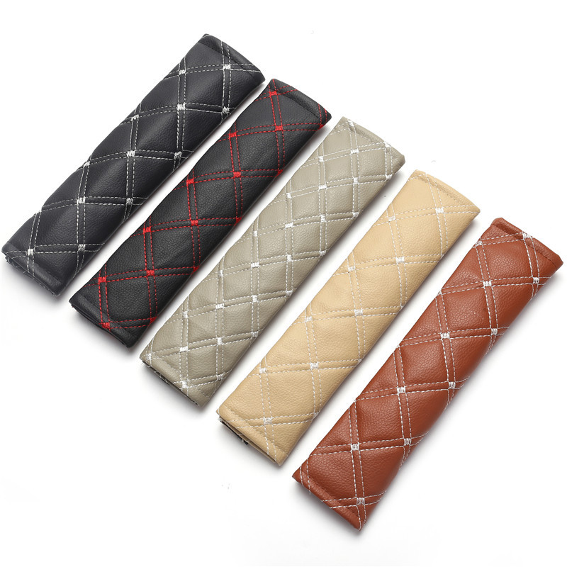 Factory Direct Supply Automobile Seat Belt Shoulder Protector Adjustable Leather Quilted Embroidery Pattern Four Seasons Universal Protective Cover Comfortable Factory Direct Supply Automobile Seat Belt Shoulder Protector Adjustable Leather Quilted Embroidery Pattern Four Seasons Universal Protective Cover Comfortable