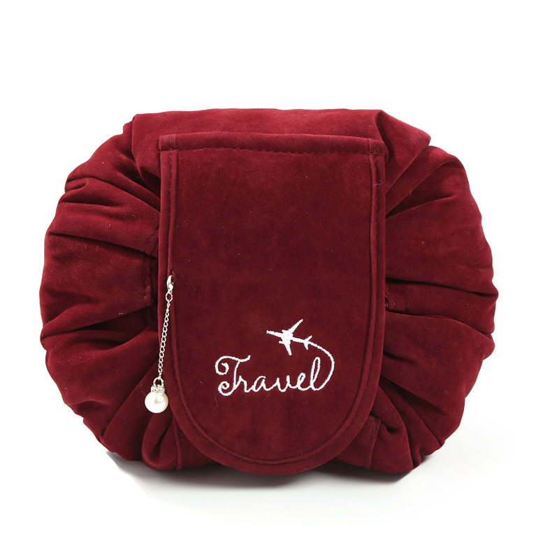 Large Lazy Cosmetic Bag Quick Drawstring Travel Make up Organizer Foldable Toiletry Case Waterproof Bag