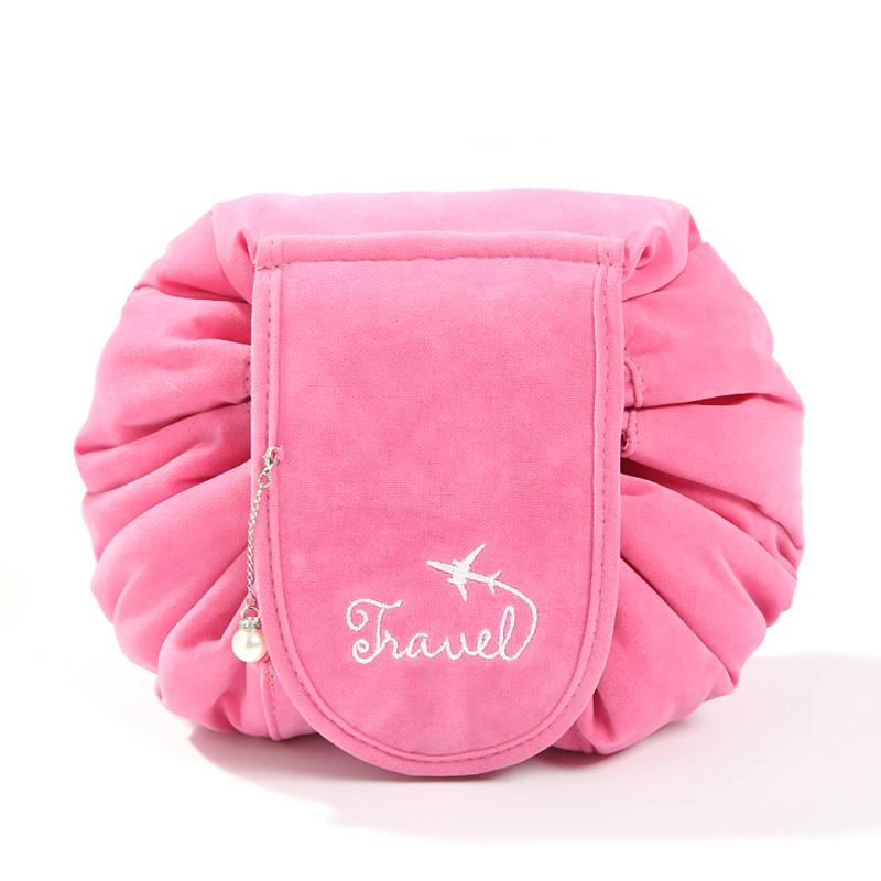 Large Lazy Cosmetic Bag Quick Drawstring Travel Make up Organizer Foldable Toiletry Case Waterproof Bag