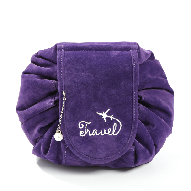Large Lazy Cosmetic Bag Quick Drawstring Travel Make up Organizer Foldable Toiletry Case Waterproof Bag
