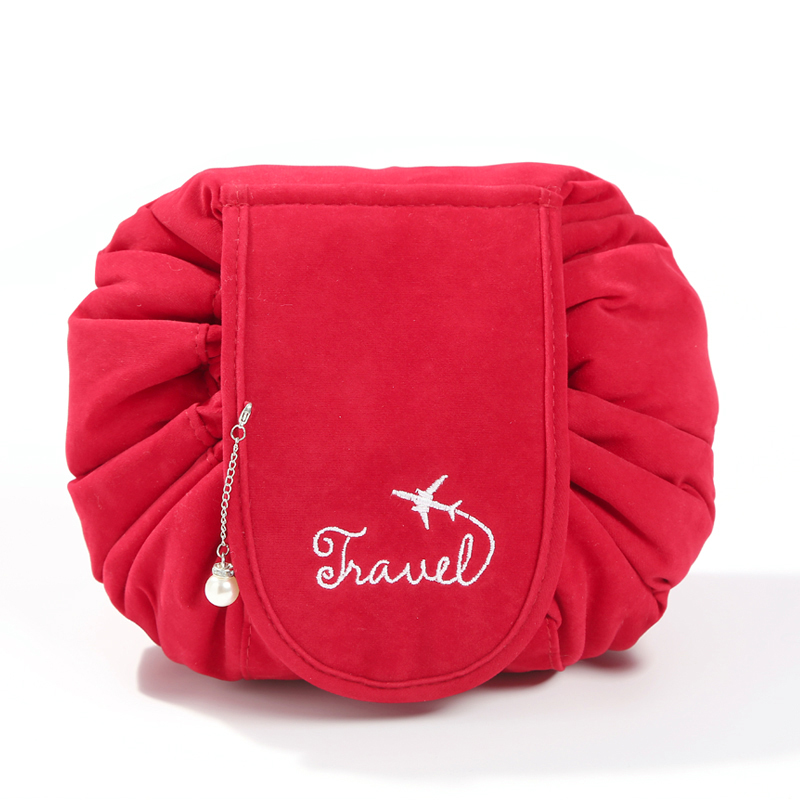 Large Lazy Cosmetic Bag Quick Drawstring Travel Make up Organizer Foldable Toiletry Case Waterproof Bag