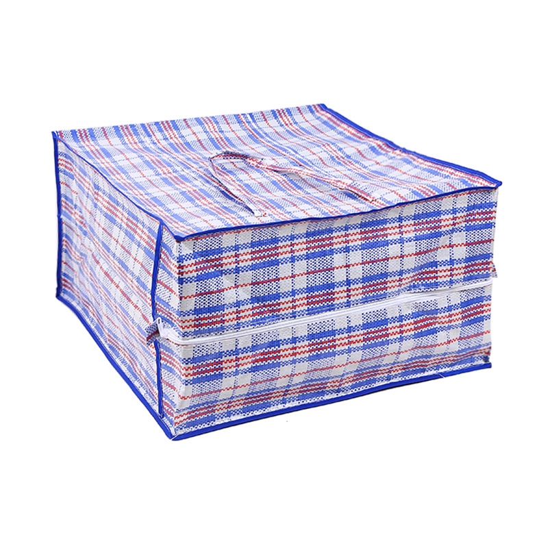 Factory Supply Color Stripes Woven Plaid Bag Quilt Storage Moving Waterproof Bag Large Capacity Packing Luggage Bag