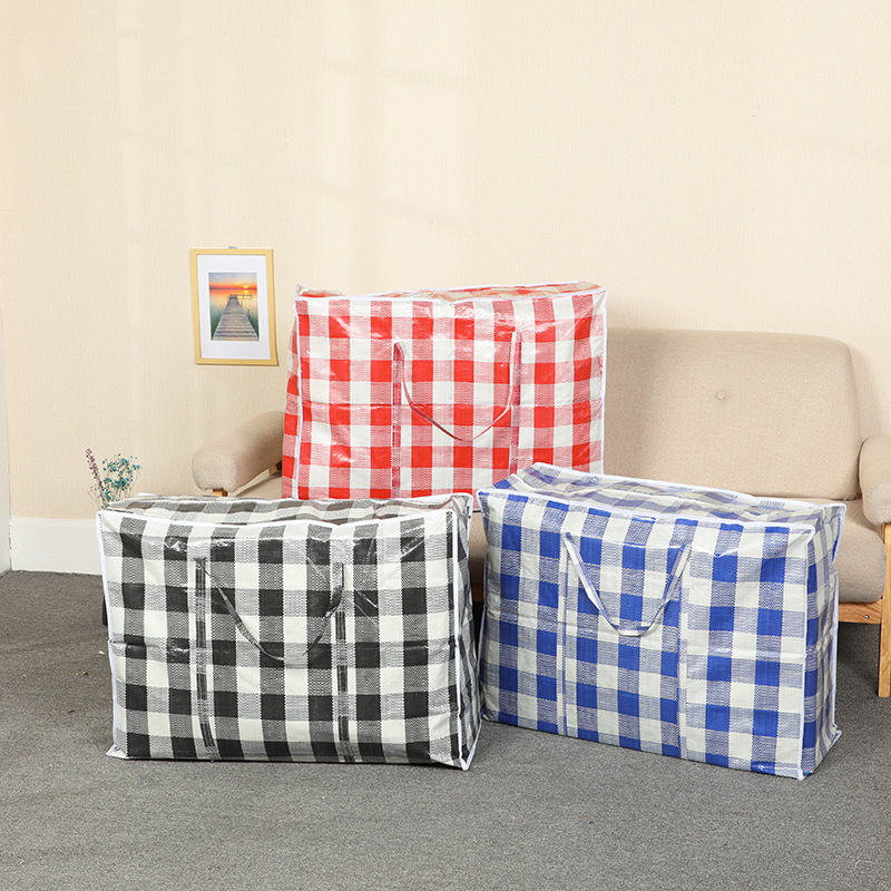 Factory Supply Color Stripe Cloth Woven Bag Moving Quilt Storage Waterproof Bag Large Capacity Packing Luggage Bag Wholesale