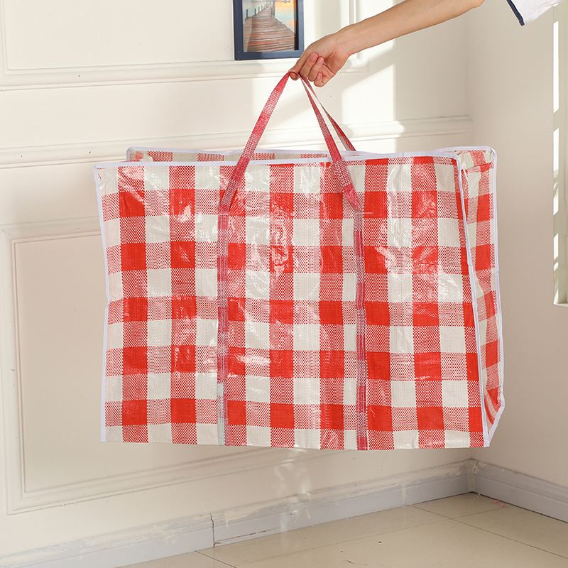 Factory Supply Color Stripe Cloth Woven Bag Moving Quilt Storage Waterproof Bag Large Capacity Packing Luggage Bag Wholesale