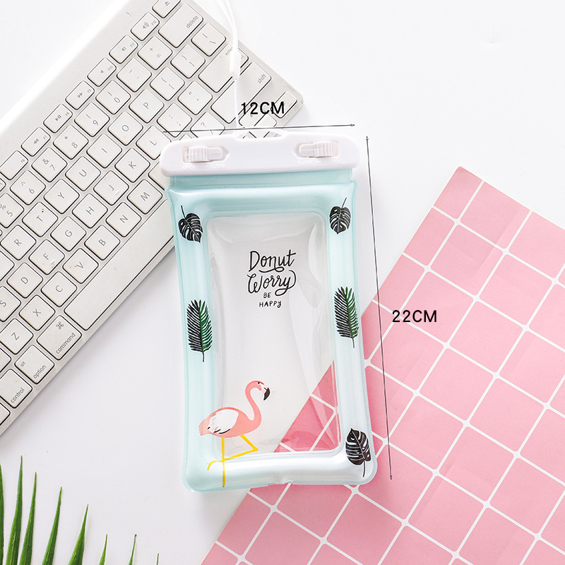 Unicorn inflatable air bag mobile phone waterproof bag touch screen swimming cartoon PVC mobile phone waterproof bag