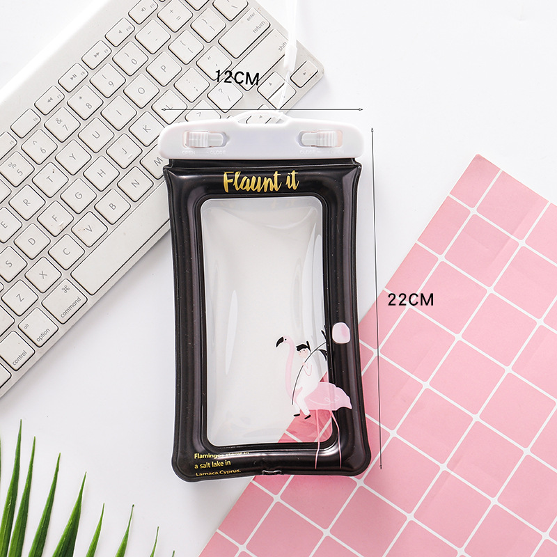 Unicorn inflatable air bag mobile phone waterproof bag touch screen swimming cartoon PVC mobile phone waterproof bag