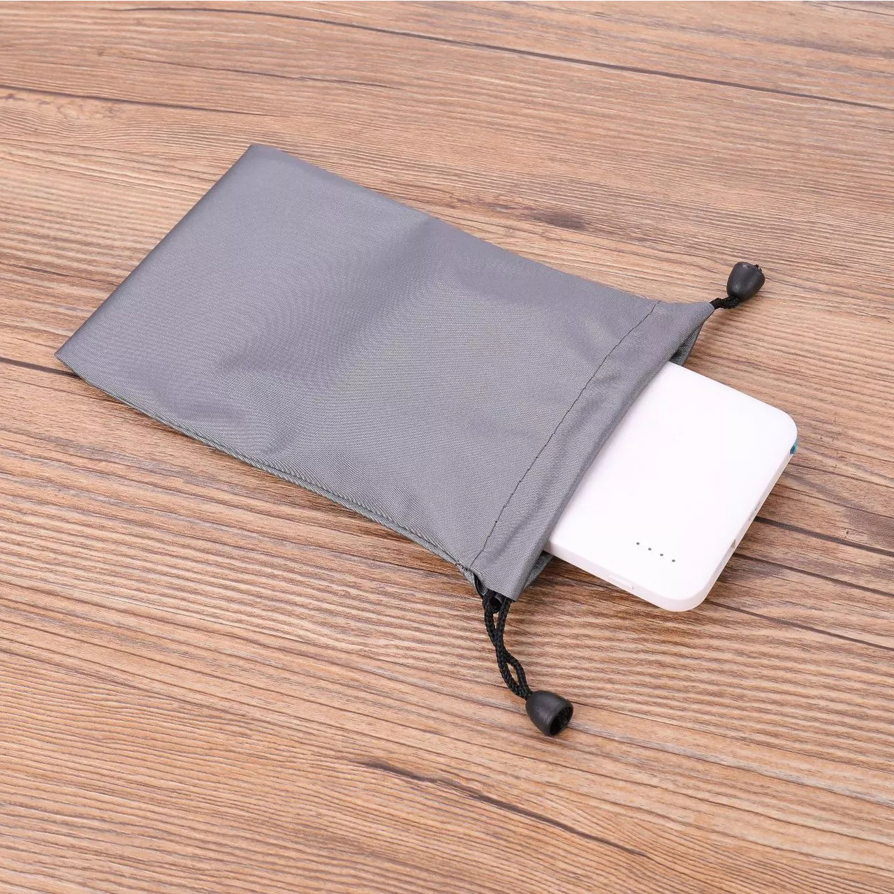 Bag Portable Battery for Mobile Phones Buggy Bag Gray Waterproof Bag Selfie Stick Black Drawstring Flannel Bag