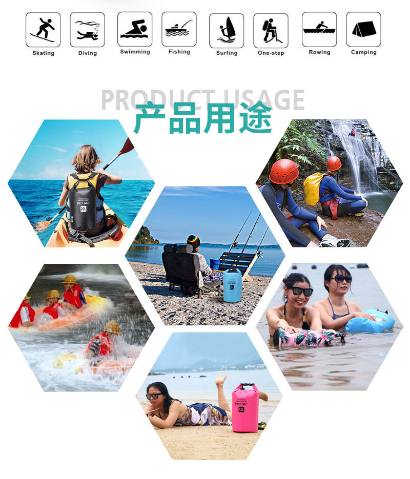 Waterproof Bucket Bag Water Bag Seaside Swimming Bag One Shoulder Two Shoulders Bag Drifting Bag PVC Waterproof Bag