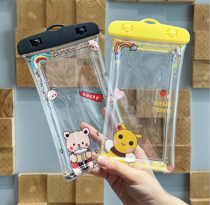 Cartoon Waterproof Phone Set Large Touch Screen Sealed Transparent PVC Quicksand Inflatable Floating Mobile Phone Waterproof Bag Drifting