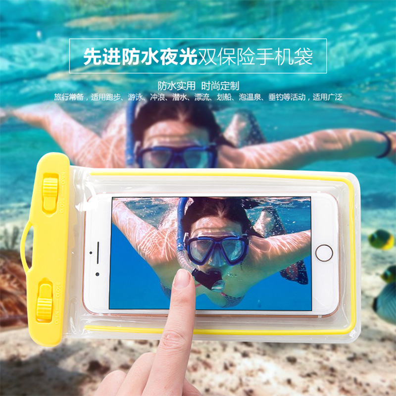 Outdoor Drifting Diving Universal Luminous Mobile Phone Waterproof Bag Underwater Swimming Touch Photograph Waterproof Cover Transparent Case