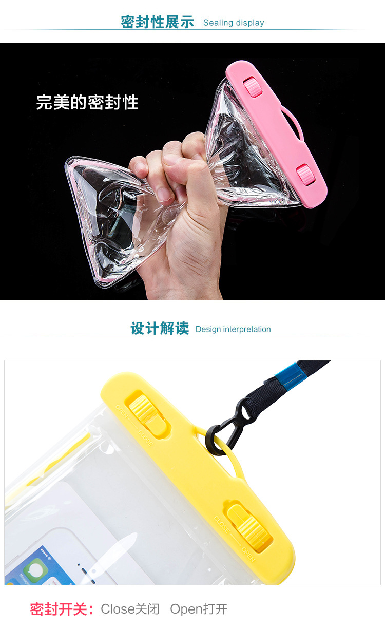 Outdoor Drifting Diving Universal Luminous Mobile Phone Waterproof Bag Underwater Swimming Touch Photograph Waterproof Cover Transparent Case