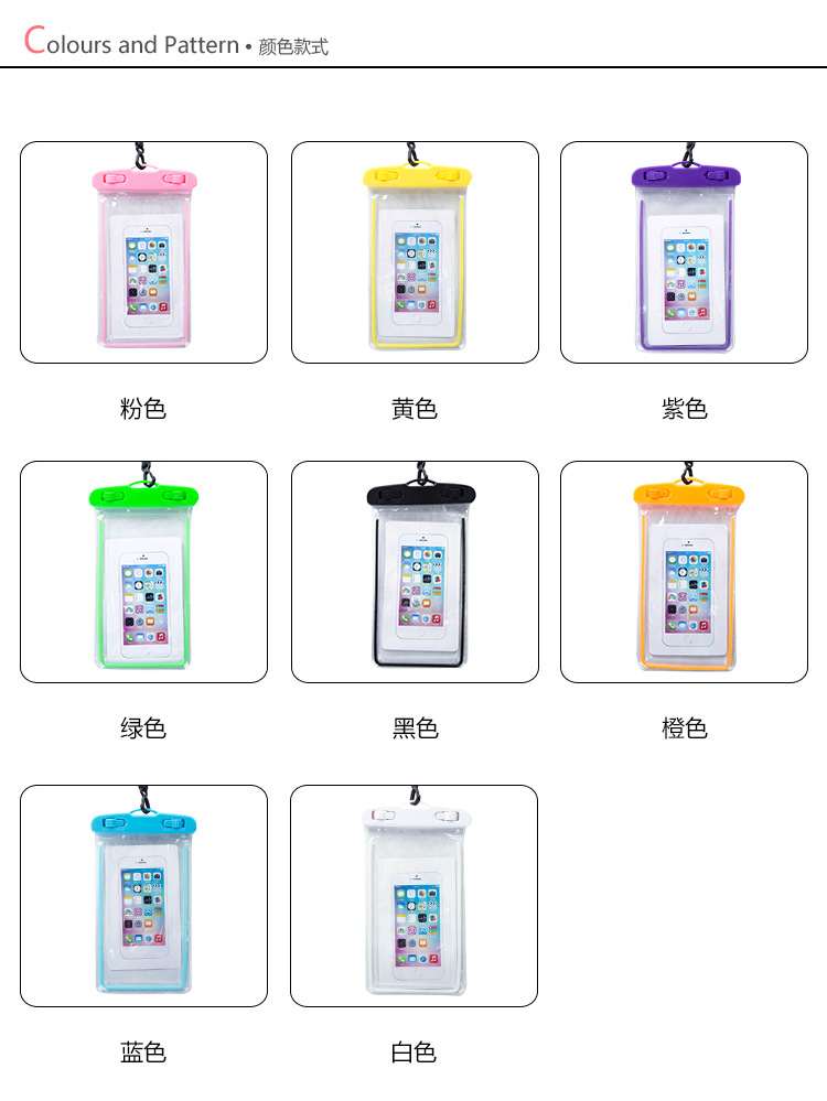 Outdoor Drifting Diving Universal Luminous Mobile Phone Waterproof Bag Underwater Swimming Touch Photograph Waterproof Cover Transparent Case