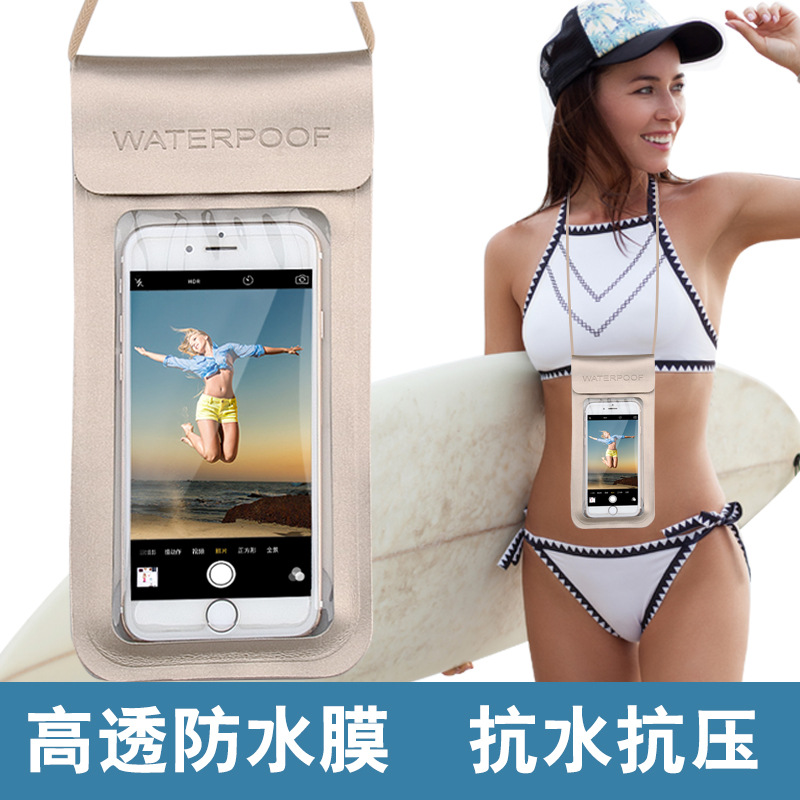 Pu Style Mobile Phone Waterproof Bag Transparent TPU Touch Screen Outdoor Swimming Diving Mobile Phone Waterproof Case